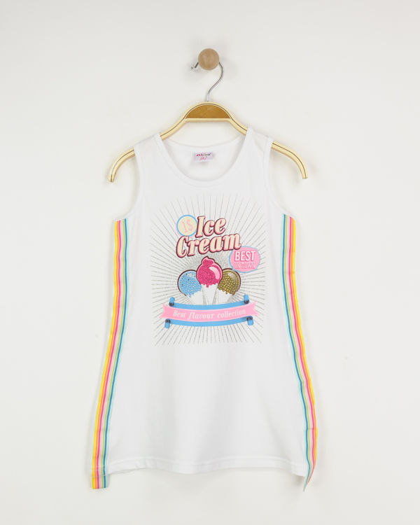 Picture of C1747 GIRLS SLEEVELESS DRESS IN COTTON (ICE CREAM)